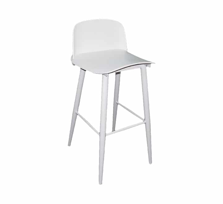 Bar Chair With Metal Legs - White