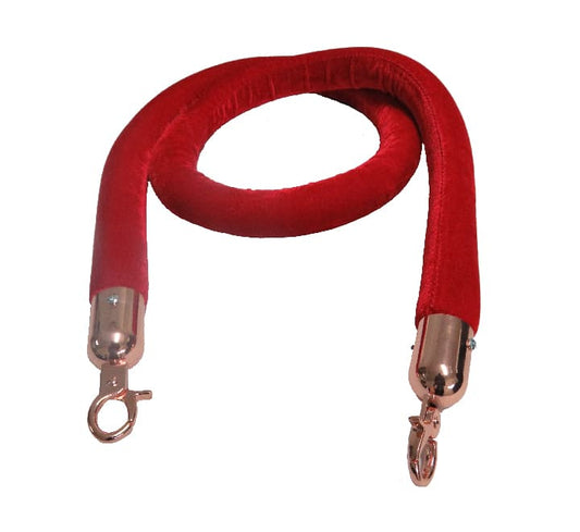 Velvet stanchion rope red with rose gold clip