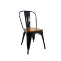 High Back Tolix Chair With Wooden Seat