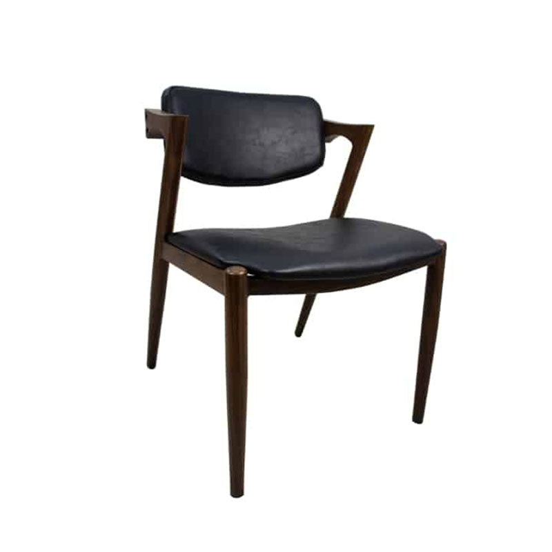 Vintage Ebonized Dining Chair PU Leather