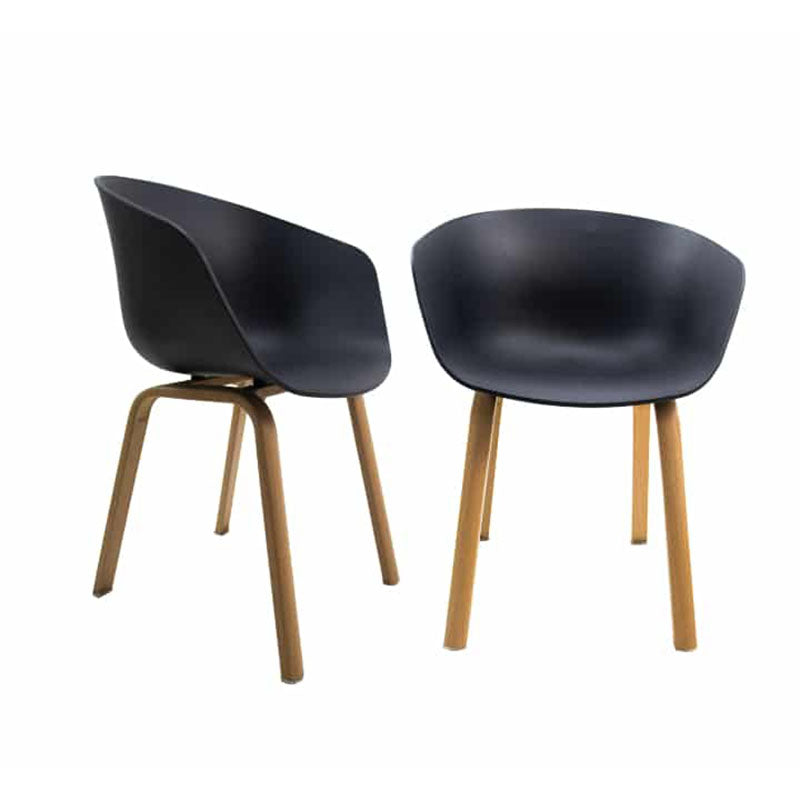 Flow chair with oak finish metal legs