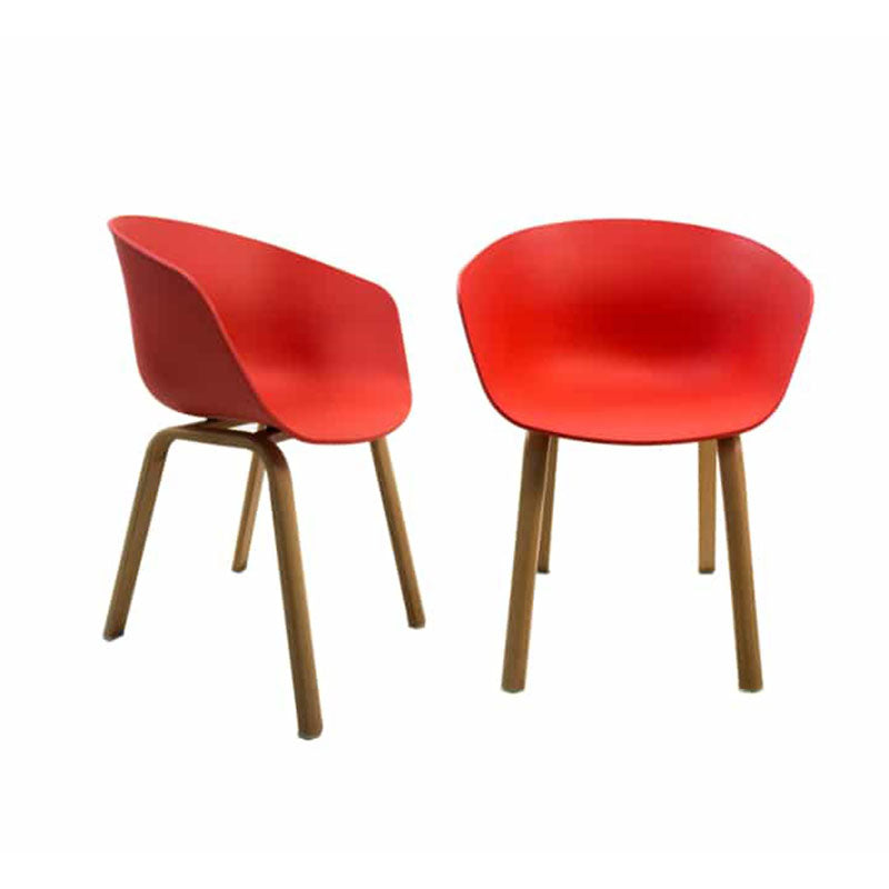 Flow chair with oak finish metal legs