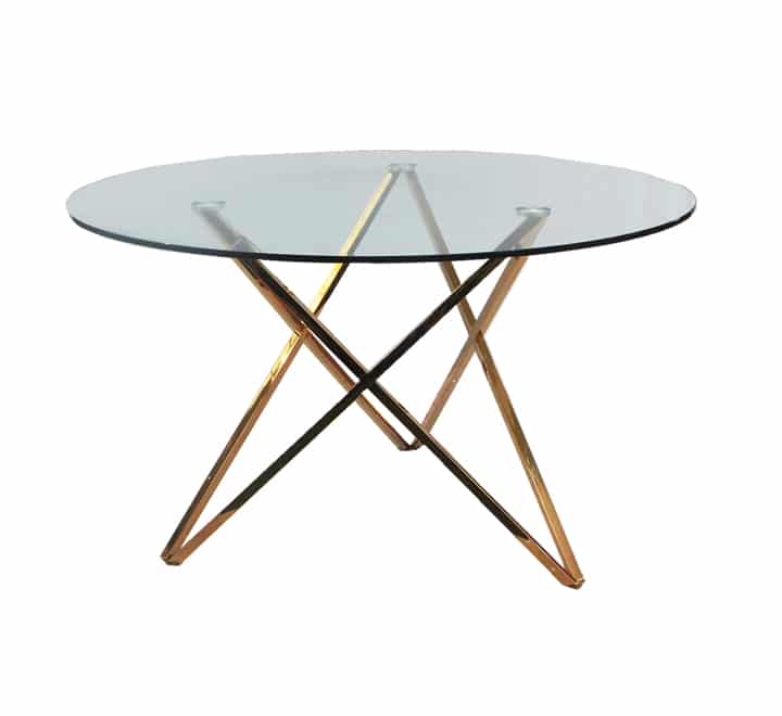 Round Glass Dining Table With Metal Legs 130cm