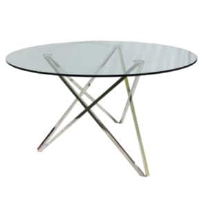 Round Glass Dining Table With Metal Legs 130cm