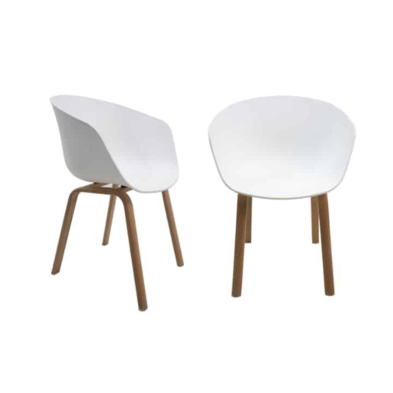 Flow chair with oak finish metal legs