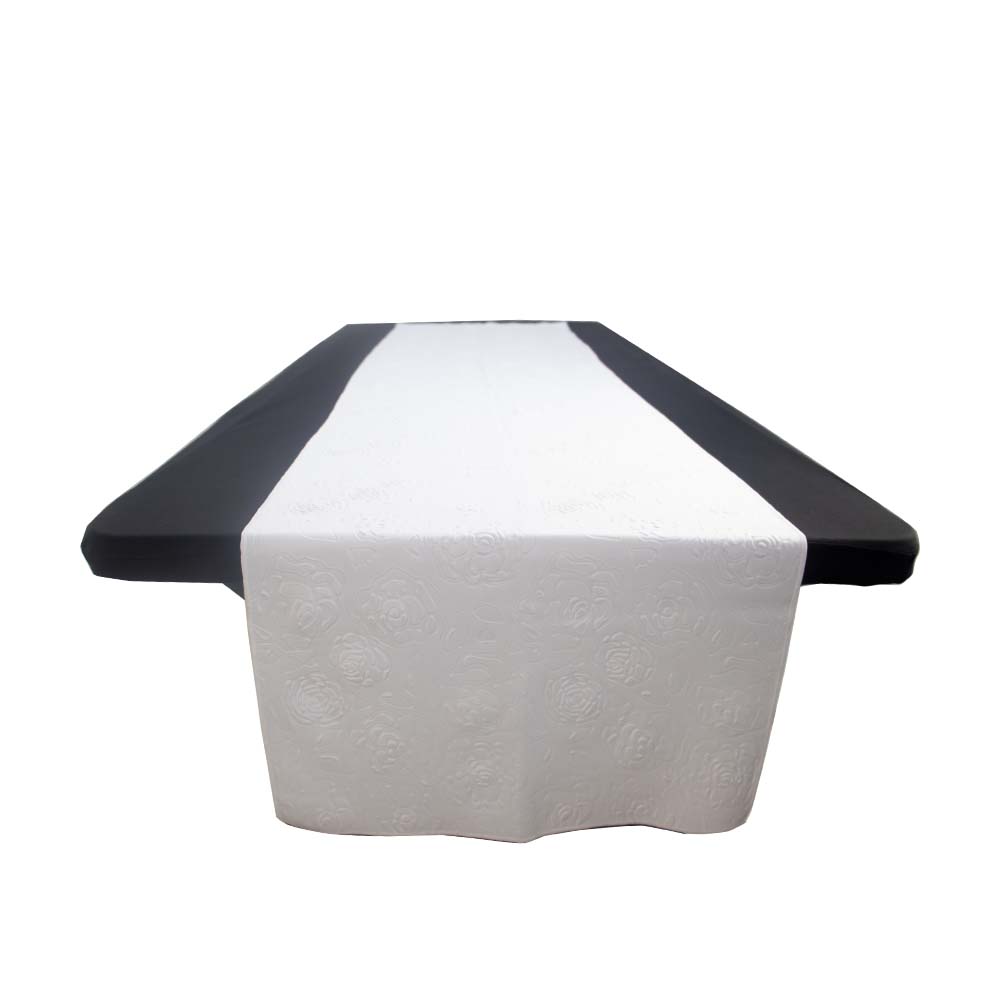 Rose Pattern Table Runner White