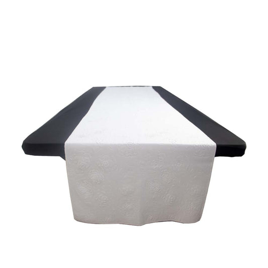 Rose Pattern Table Runner White