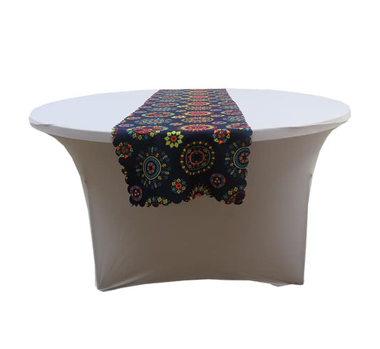 Circle patterned table runner navy