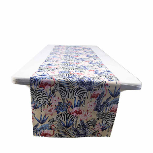 Table Runner Zebra/Flamingo Pattern Cream