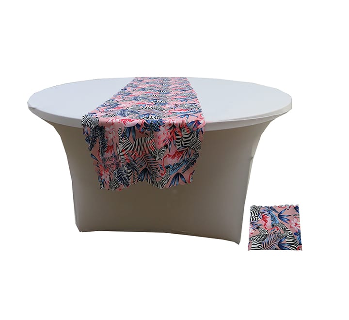 Table runner zebra/flamingo pattern pink