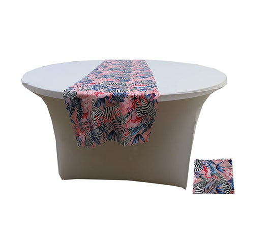Table runner zebra/flamingo pattern pink