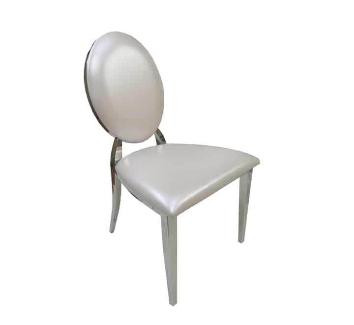 Silver round back padded chair