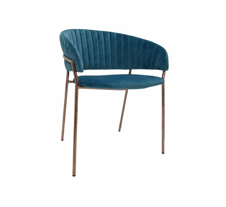 Occasional Velvet Chair With Gold Metal Legs