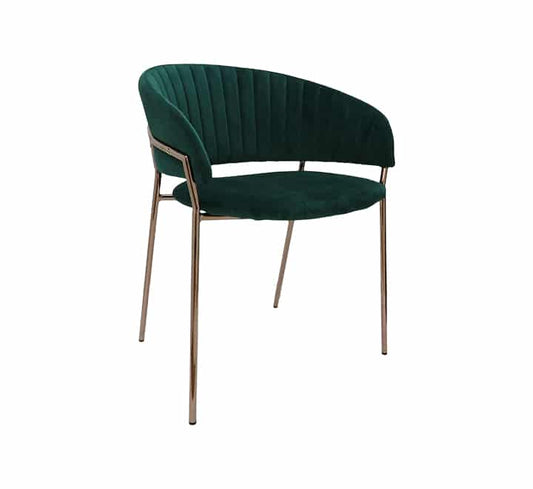 Occasional Velvet Chair With Gold Metal Legs