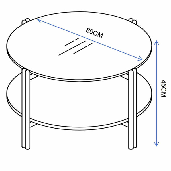 Amaretto 80cm Round Coffee Table - Gold/Oak