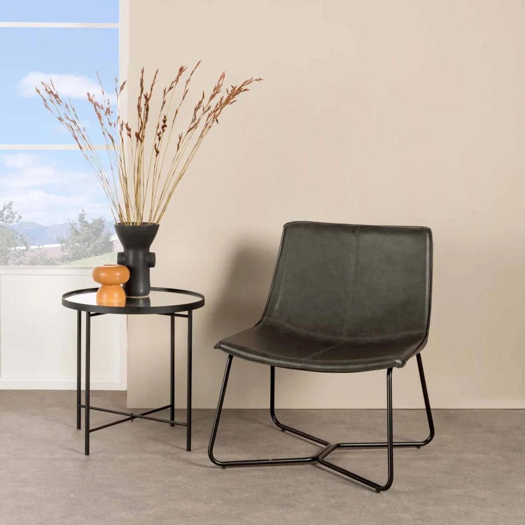 Armriti Leather Chair - Dark Grey