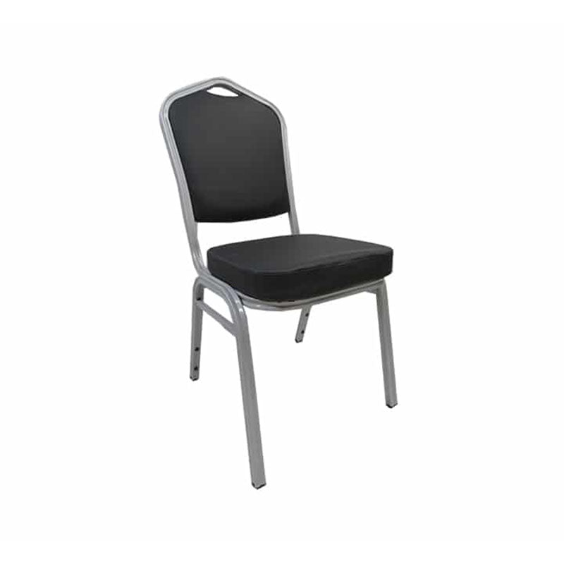 Banquet chair vinyl black with silver frame