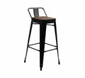 Replica Tolix Bar Chair With Wooden Seat - Black