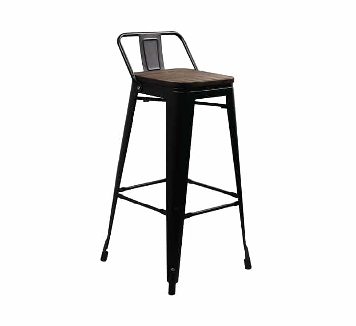 Replica Tolix Bar Chair With Wooden Seat - Black