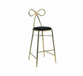Metal Leg Bar Chair With Velvet Cushion - Black