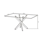 Eden 180x90cm Glass top Dining Table