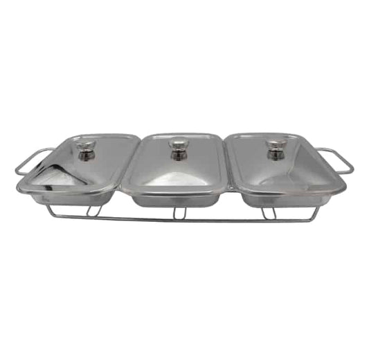 Glass Chafing Dish Silver 1.5L X 3