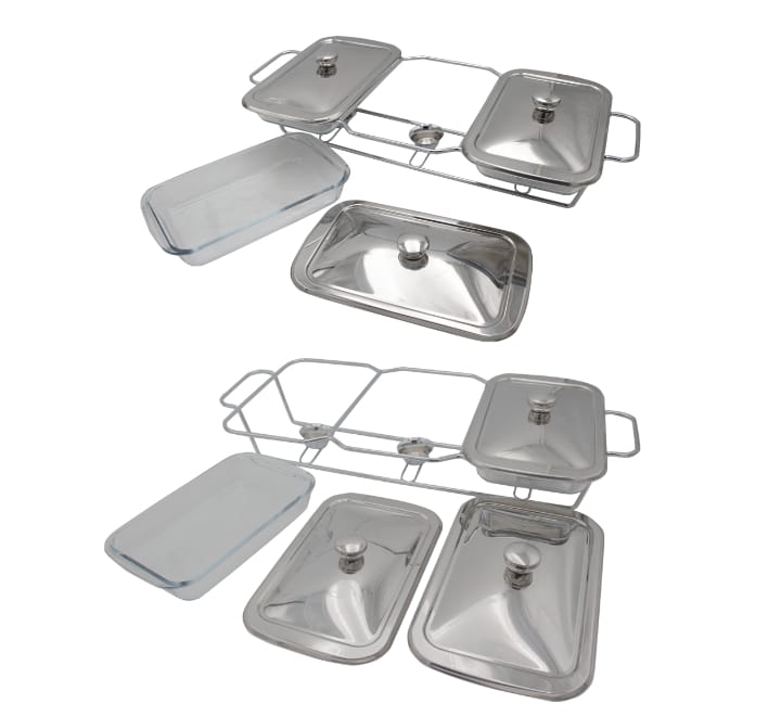 Glass Chafing Dish Silver 1.5L X 3