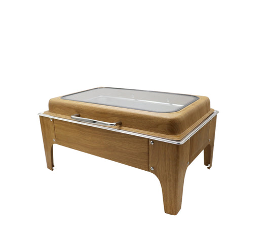 Rectangular Chafing Dish, wooden look with top window