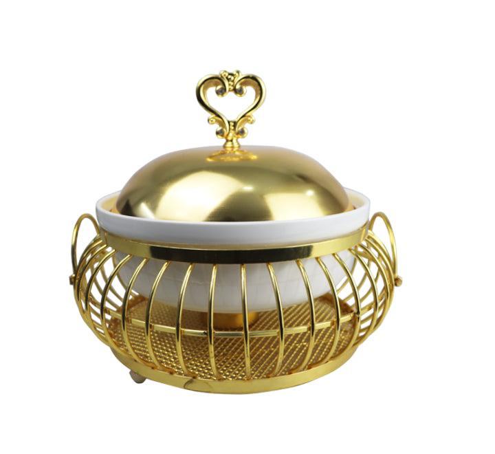 Gold Chafing Dish with Ceramic Insert