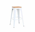 Tolix Bar Chair With Wooden Seat - White