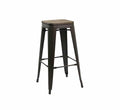 Tolix Bar Chair With Wooden Seat - Brown