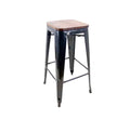 Tolix Bar Chair With Wooden Seat - Black