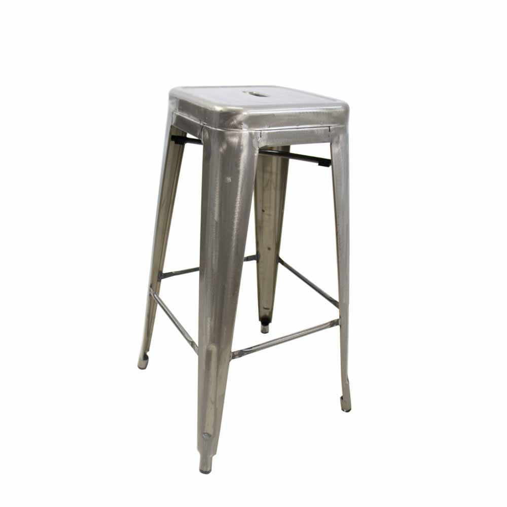 Tolix Bar Chair Brush Finish Without Back - Mercury Silver