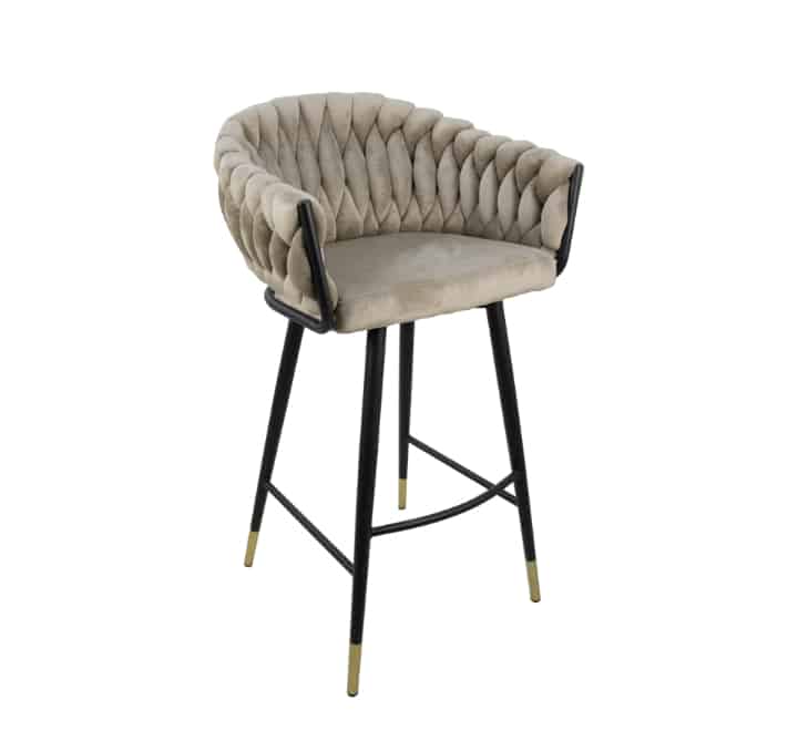 Braided Velvet Bar Chair - Beige
