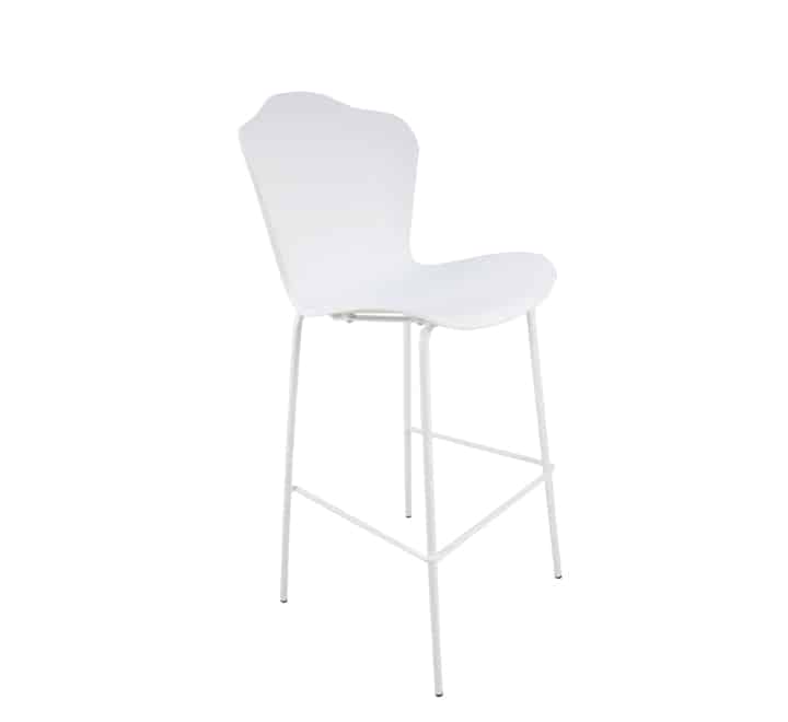 Plastic Bar Stool Metal Legs - White