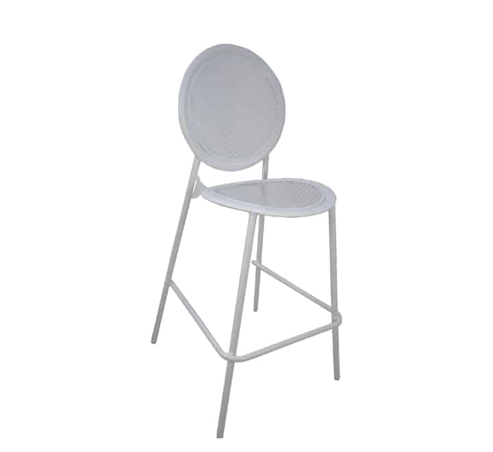 Steel Round Armless Bar Chair - White