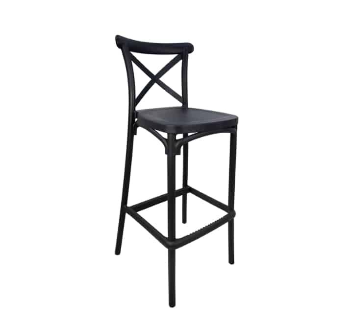 Cross-back Bar Stool - Black