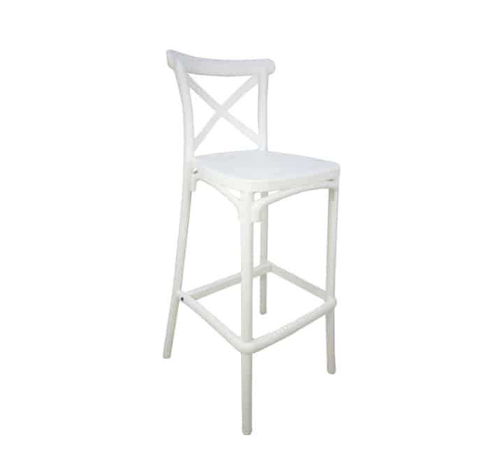 Cross-back Bar Stool - White