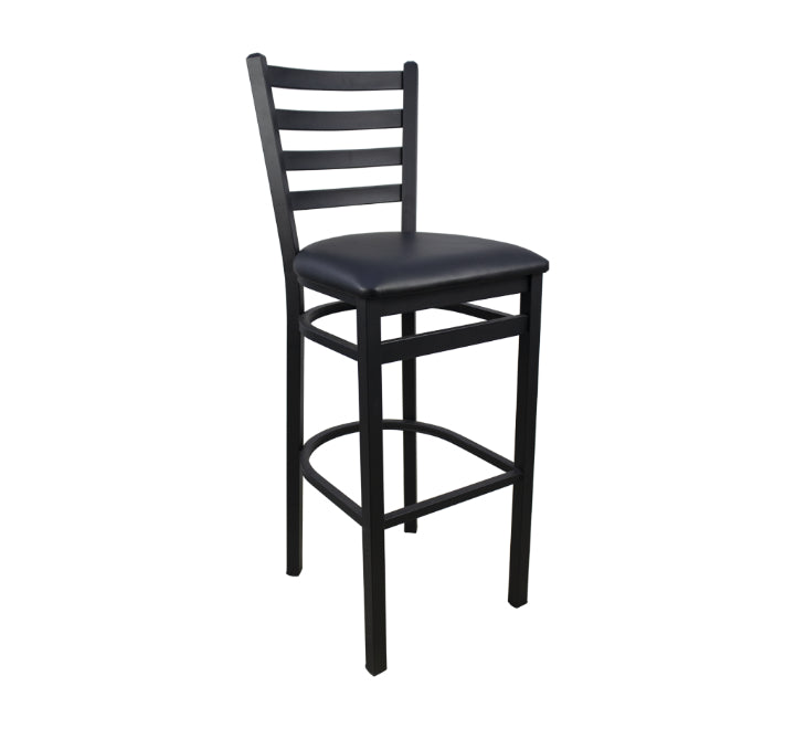 Metal Ladder-Back Bar Stool - Black