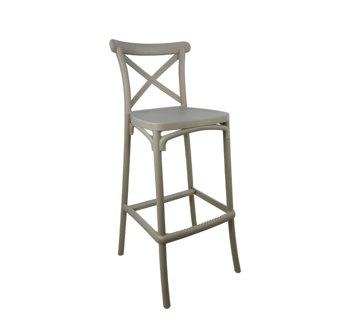 Cross-back Bar Stool - Beige