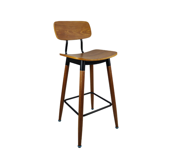 Modern Bar Stool with Dark Wood Seat