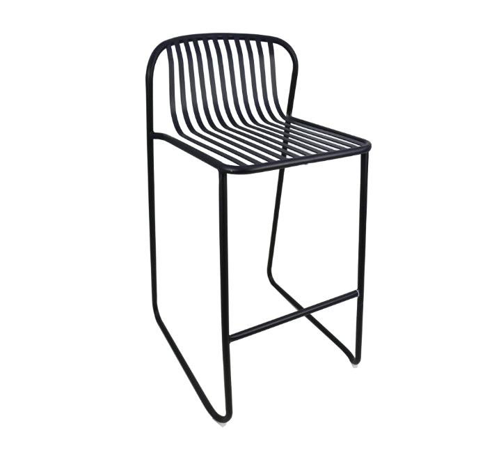 Metal Striped Bar Chair - Black