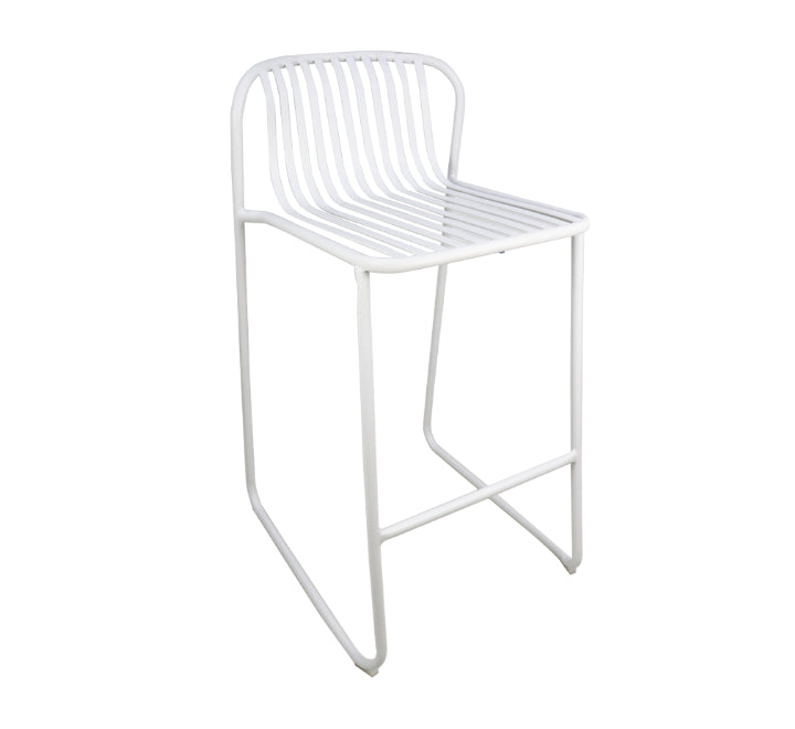 Metal Striped Bar Chair - White