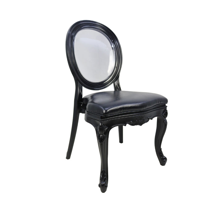 Black Louis Resin Chair with Clear Back