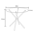Catthy 80cm Round Glass Top Dining Table
