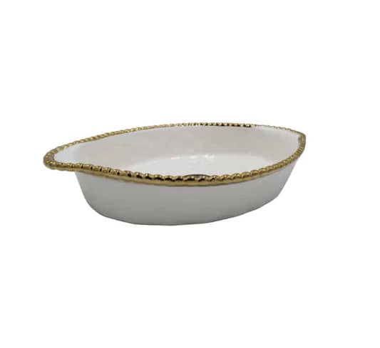 Gold Rim Ceramic Serving Dish