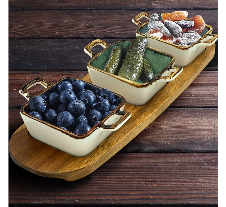 Acacia Wooden Board With Bowls