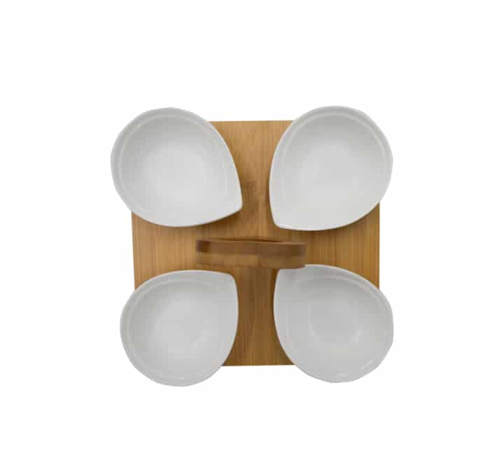 Snack Server 4 Bowls with Bamboo Base