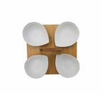 Snack Server 4 Bowls with Bamboo Base