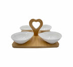 Snack Server 4 Bowls with Bamboo Base